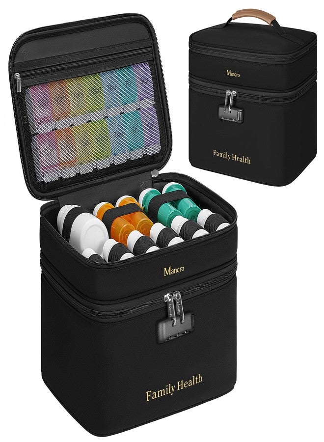 Mancro Lockable Medicine Bag, 2-Layer Pill Bottle Organizer Storage with Adjustable Dividers, Medication Travel Case for Pills, Vitamins & Supplements, Medicine Organizer for Dorm, Home Use and Trips - Image 1